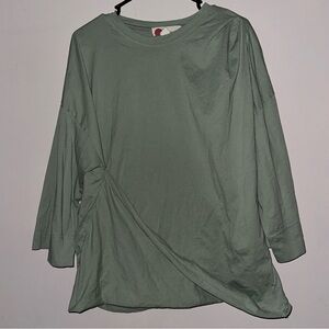 Free People Beach 3/4 sleeve cross cross baggy swim cover shirt dress-olive-med